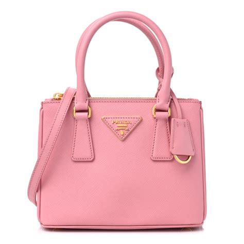 PRADA Saffiano Mini Galleria Double Zip Tote Petalo